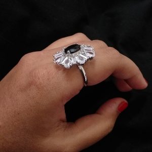 Black artificial adjustable Stone fingers Rings - Image 2