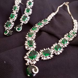 Emrald Long Necklace Wedding Set - Image 1