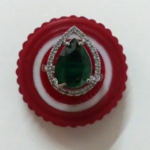 Oval Emareld Stone Finger Rings Adjustable - Image 1