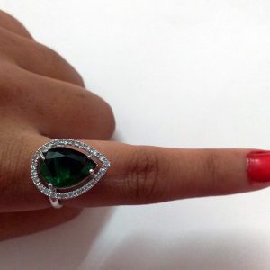 Oval Emareld Stone Finger Rings Adjustable - Image 2