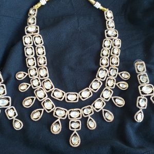 Layer Kundan American Diamond Earrings Set - Image 1