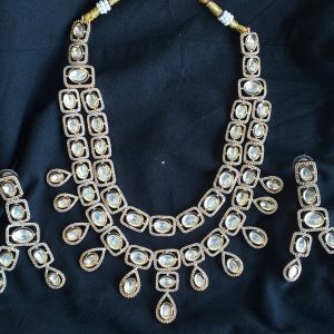 Layer Kundan American Diamond Earrings Set - Image 2